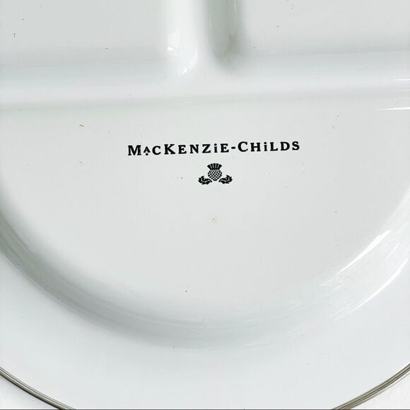MacKenzie-Childs 3 Section Divided Child/Toddler Dish Plate Carrots Radish Peas - Picture 4 of 4